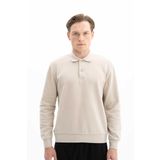 Ar-ma Erkek Polo Yaka Sweatshirt Basic Baskisiz Cepsiz Örme Kumaş Regular Fit%65 Pamuk%35 Polyester 30/2 Karbon Firçali Selanik K26564699901 Bej-B2