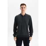 Ar-ma Erkek Polo Yaka Sweatshirt Basic Baskisiz Cepsiz Örme Kumaş Regular Fit%65 Pamuk%35 Polyester 30/2 Karbon Firçali Selanik K30564699102 Gri-G3
