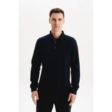 Ar-ma Erkek Polo Yaka Sweatshirt Basic Baskisiz Cepsiz Örme Kumaş Regular Fit%65 Pamuk%35 Polyester 30/2 Karbon Firçali Selanik K30564699202 Lacivert-L1
