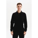 Ar-ma Erkek Polo Yaka Sweatshirt Basic Baskisiz Cepsiz Örme Kumaş Regular Fit%65 Pamuk%35 Polyester 30/2 Karbon Firçali Selanik K30564699202 Siyah-S1