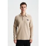 Ar-ma Erkek Polo Yaka Sweatshirt Basic Baskisiz Cepsiz Örme Kumaş Slim Fit%48 Pamuk%48 Modal%4 Elastan Çift Tarafli İnterlok K28564988101 Gri-Bej G8