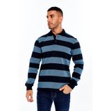 Ar-ma Erkek Polo Yaka Sweatshirt Baskisiz Çizgili Düğmeli Cepsiz Örme Kumaş Regular Fit%95 Pamuk%5 Elastan Ringel Pike K30554952902 Lacivert-L1