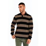Ar-ma Erkek Polo Yaka Sweatshirt Baskisiz Çizgili Düğmeli Cepsiz Örme Kumaş Regular Fit%95 Pamuk%5 Elastan Ringel Pike K30554952902 Siyah-S1