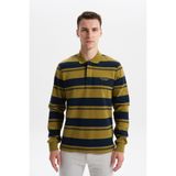 Ar-ma Erkek Polo Yaka Sweatshirt Baskisiz Çizgili Düğmeli Cepsiz Örme Kumaş Regular Fit%95 Pamuk%5 Elastan Ringel Pike K30554953002 Haki-H5
