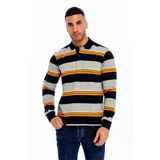 Ar-ma Erkek Polo Yaka Sweatshirt Baskisiz Çizgili Düğmeli Cepsiz Örme Kumaş Regular Fit%95 Pamuk%5 Elastan Ringel Pike K30554953102 Gri-G10