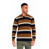 Ar-ma Erkek Polo Yaka Sweatshirt Baskisiz Çizgili Düğmeli Cepsiz Örme Kumaş Regular Fit%95 Pamuk%5 Elastan Ringel Pike K30554953102 Kahverengi-K7