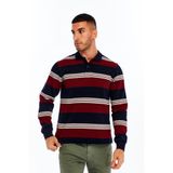 Ar-ma Erkek Polo Yaka Sweatshirt Baskisiz Çizgili Düğmeli Cepsiz Örme Kumaş Regular Fit%95 Pamuk%5 Elastan Ringel Pike K30554953102 Lacivert-L1