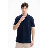 Ar-ma Erkek Polo Yaka Tişört Baskisiz Basic Örme Kumaş Büyük Beden%100 Pamuk 30/1 Çift Toplama Penye Pike Y27374867101 Lacivert-L1