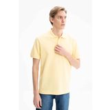 Ar-ma Erkek Polo Yaka Tişört Baskisiz Basic Örme Kumaş Büyük Beden%100 Pamuk 30/1 Çift Toplama Penye Pike Y27374867101 Sarı-S1