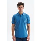 Ar-ma Erkek Polo Yaka Tişört Baskisiz Basic Örme Kumaş Regular Fit%100 Pamuk 30/1 Çift Toplama Penye Pike Y29374353902 Mavi-M2