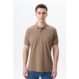 Ar-ma Erkek Polo Yaka Tişört Baskisiz Basic Örme Kumaş Regular Fit%100 Pamuk 30/1 Çift Toplama Penye Pike Y29374355202 Gri-Bej G8