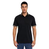 Ar-ma Erkek Polo Yaka Tişört Baskisiz Basic Örme Kumaş Regular Fit%100 Pamuk 30/1 Çift Toplama Penye Pike Y31374356902 Siyah-S1