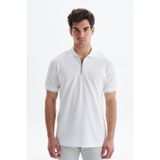 Ar-ma Erkek Polo Yaka Tişört Baskisiz Basic Yaka Fermuarli Örme Kumaş Regular Fit%100 Pamuk 30/1 Çift Toplama Penye Pike Y29374354002 Beyaz-B1