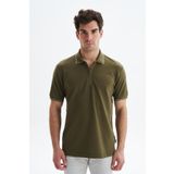 Ar-ma Erkek Polo Yaka Tişört Baskisiz Basic Yaka Fermuarli Örme Kumaş Regular Fit%100 Pamuk 30/1 Çift Toplama Penye Pike Y29374354202 Haki-H1