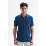 Ar-ma Erkek Polo Yaka Tişört Baskisiz Basic Yaka Fermuarli Örme Kumaş Regular Fit%100 Pamuk 30/1 Çift Toplama Penye Pike Y29374354202 İndigo-İ1