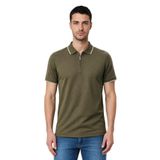 Ar-ma Erkek Polo Yaka Tişört Baskisiz Basic Yaka Fermuarli Örme Kumaş Regular Fit%100 Pamuk 30/1 Çift Toplama Penye Pike Y31374356502 Haki-H1
