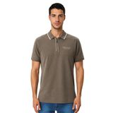 Ar-ma Erkek Polo Yaka Tişört Baskisiz Basic Yaka Fermuarli Örme Kumaş Regular Fit%100 Pamuk 30/1 Çift Toplama Penye Pike Y31374356602 Haki-H4