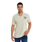 Ar-ma Erkek Polo Yaka Tişört Resim Baskili Örme Kumaş Büyük Beden%100 Pamuk 30/1 Çift Toplama Penye Pike K30374870902 Bej-B1