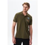 Ar-ma Erkek Polo Yaka Tişört Yazi Baskili Örme Kumaş Büyük Beden%100 Pamuk 30/1 Çift Toplama Penye Pike Y29374870502 Haki-H1