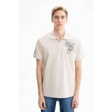 Ar-ma Erkek Polo Yaka Tişört Yazi Baskili Örme Kumaş Regular Fit%100 Pamuk 30/1 Çift Toplama Penye Pike Y27374352401 Bej-B1
