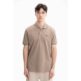 Ar-ma Erkek Polo Yaka Tişört Yazi Baskili Örme Kumaş Regular Fit%100 Pamuk 30/1 Çift Toplama Penye Pike Y27374352701 Gri-Bej G8
