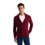 Ar-ma Erkek Şal Yaka Triko Hırka Slim Fit%50 Pamuk%50 Akrilik Pike Basic Baskısız Cepli K0HTO0859 Bordo-B1