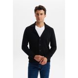 Ar-ma Erkek Şal Yaka Triko Hırka Slim Fit%50 Pamuk%50 Akrilik Pike Basic Baskısız Cepli K0HTO0859 Siyah-S1