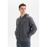 Ar-ma Erkek Tam Fermuar Sweatshirt Basic Baskisiz Kapşonlu Fleto Cepli Örme Kumaş Büyük Beden%70 Pamuk%30 Polyester 30/1 Şardonlu Üç İplik K30324801502 Gri-G3