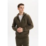 Ar-ma Erkek Tam Fermuar Sweatshirt Basic Baskisiz Kapşonlu Fleto Cepli Örme Kumaş Büyük Beden%70 Pamuk%30 Polyester 30/1 Şardonlu Üç İplik K30324801502 Haki-H1