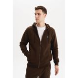 Ar-ma Erkek Tam Fermuar Sweatshirt Basic Baskisiz Kapşonlu Fleto Cepli Örme Kumaş Büyük Beden%70 Pamuk%30 Polyester 30/1 Şardonlu Üç İplik K30324801502 Kahverengi-K1