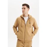 Ar-ma Erkek Tam Fermuar Sweatshirt Basic Baskisiz Kapşonlu Fleto Cepli Örme Kumaş Büyük Beden%70 Pamuk%30 Polyester 30/1 Şardonlu Üç İplik K30324801502 Kahverengi-K5