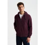 Ar-ma Erkek Tam Fermuar Sweatshirt Basic Baskisiz Kapşonlu Fleto Cepli Örme Kumaş Regular Fit%70 Pamuk%30 Polyester 30/1 Şardonlu Üç İplik K26324649801 Bordo-B1