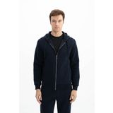 Ar-ma Erkek Tam Fermuar Sweatshirt Basic Baskisiz Kapşonlu Fleto Cepli Örme Kumaş Regular Fit%70 Pamuk%30 Polyester 30/1 Şardonlu Üç İplik K26324649801 Lacivert-L1