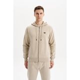 Ar-ma Erkek Tam Fermuar Sweatshirt Basic Baskisiz Kapşonlu Fleto Cepli Örme Kumaş Regular Fit%70 Pamuk%30 Polyester 30/1 Şardonlu Üç İplik K30324650502 Bej-B1