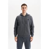 Ar-ma Erkek Tam Fermuar Sweatshirt Basic Baskisiz Kapşonlu Fleto Cepli Örme Kumaş Regular Fit%70 Pamuk%30 Polyester 30/1 Şardonlu Üç İplik K30324650502 Gri-G3