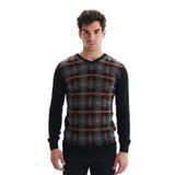 Ar-ma Erkek Triko Kazak V Yaka Slim Fit Kareli%50 Pamuk%50 Akrilik Likralı K0KRO0860 Siyah-S1