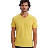 Ar-ma Erkek V Yaka Tişört Baskisiz Basic Örme Kumaş Regular Fit%100 Pamuk 30/1 Penye Süprem Y31364408102 Sarı-S1