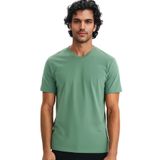 Ar-ma Erkek V Yaka Tişört Baskisiz Basic Örme Kumaş Regular Fit%100 Pamuk 30/1 Penye Süprem Y31364408102 Yeşil-Y6