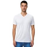 Ar-ma Erkek V Yaka Tişört Baskisiz Basic Örme Kumaş Regular Fit%47 Modal%47 Pamuk%6 Likra 30/1 Penye Modal Full Likra Süprem Y31344473102 Beyaz-B1