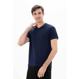 Ar-ma Erkek V Yaka Tişört Baskisiz Basic Örme Kumaş Slim Fit%93 Pamuk%7 Elastan 36/1 Full Elastan Süprem Y25344452801 Lacivert-L1