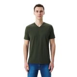 Ar-ma Erkek V Yaka Tişört Regular Fit%95 Pamuk%5 Likra Süprem Basic Baskısız Y29364453102 Haki-H1