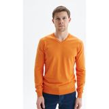 Ar-ma Erkek V Yaka Triko Basic Baskisiz Cepsiz Slim Fit Pima Pima K9KRO0852 - Turuncu