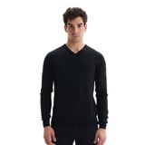 Ar-ma Erkek V Yaka Triko Kazak Slim Fit%100 Pamuk Likralı Basic Baskısız K0KRO0854 Siyah-S1