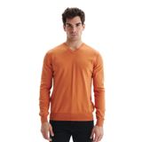 Ar-ma Erkek V Yaka Triko Kazak Slim Fit%100 Pamuk Likralı Basic Baskısız K0KRO0854 Turuncu-T1