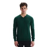 Ar-ma Erkek V Yaka Triko Kazak Slim Fit%100 Pamuk Likralı Basic Baskısız K0KRO0854 Yeşil-Y10