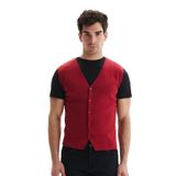 Ar-ma Erkek V Yaka Triko Yelek Slim Fit%100 Pamuk Pima Cotton Düğmeli Basic K9KRO0853 Bordo-B1