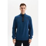 Ar-ma Erkek Yarim Fermuar Sweatshirt Basic Baskisiz Cepsiz Örme Kumaş Regular Fit%65 Pamuk%35 Polyester 30/2 Karbon Firçali Selanik K30554698102 Mavi-M2