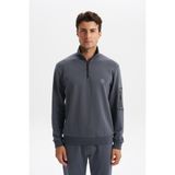 Ar-ma Erkek Yarim Fermuar Sweatshirt Baskisiz Basic Sol Kol Fermuar Cepli Örme Kumaş Slim Fit%80 Pamuk%14 Polyester%6 Elastan Scuba İnterlok K30404685702 Gri-G3