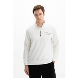 Ar-ma Erkek Yarim Fermuar Sweatshirt Yazi Baskili Cepsiz Örme Kumaş Büyük Beden%70 Pamuk%30 Polyester 30/1 Şardonlu Üç İplik K26544801201 Ekru-E1