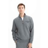 Ar-ma Erkek Yarim Fermuar Sweatshirt Yazi Baskili Cepsiz Örme Kumaş Büyük Beden%70 Pamuk%30 Polyester 30/1 Şardonlu Üç İplik K26544801201 Gri-G1